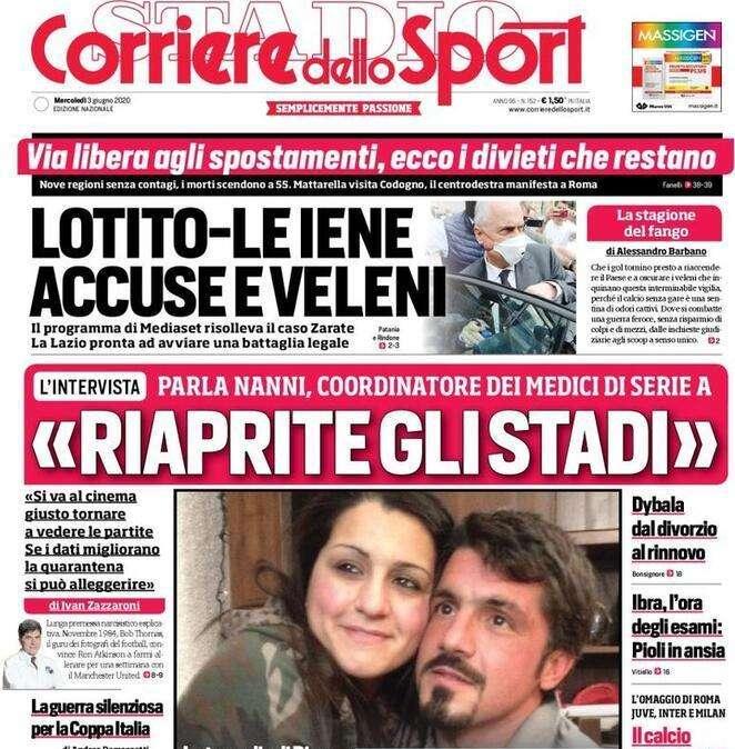 Corriere dello Sport in apertura: "Riaprite gli stadi"