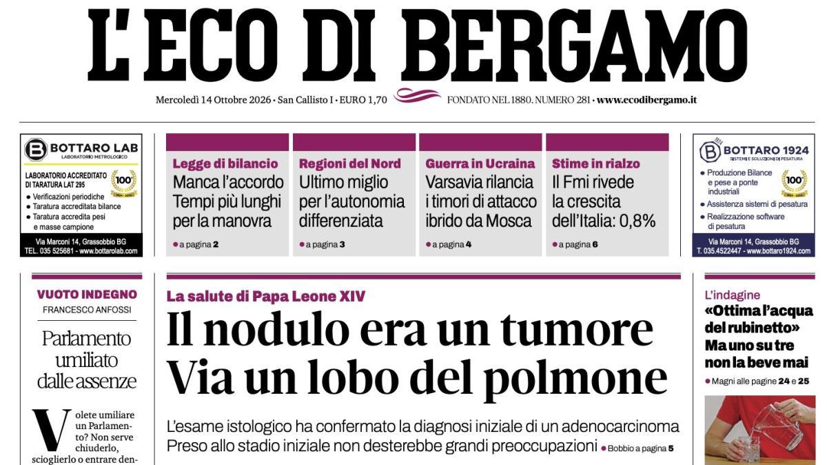 PRIMA PAGINA – L'Eco di Bergamo: "Atalanta verso la Conference col morale alto"