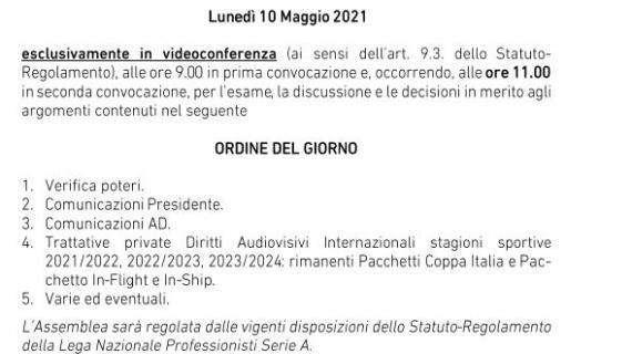 Serie A, al via l'Assemblea di Lega. Focus sui diritti tv e sulle gare in co-esclusiva