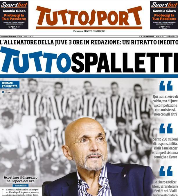 PRIMA PAGINA - Tuttosport: "Tutto Spalletti"