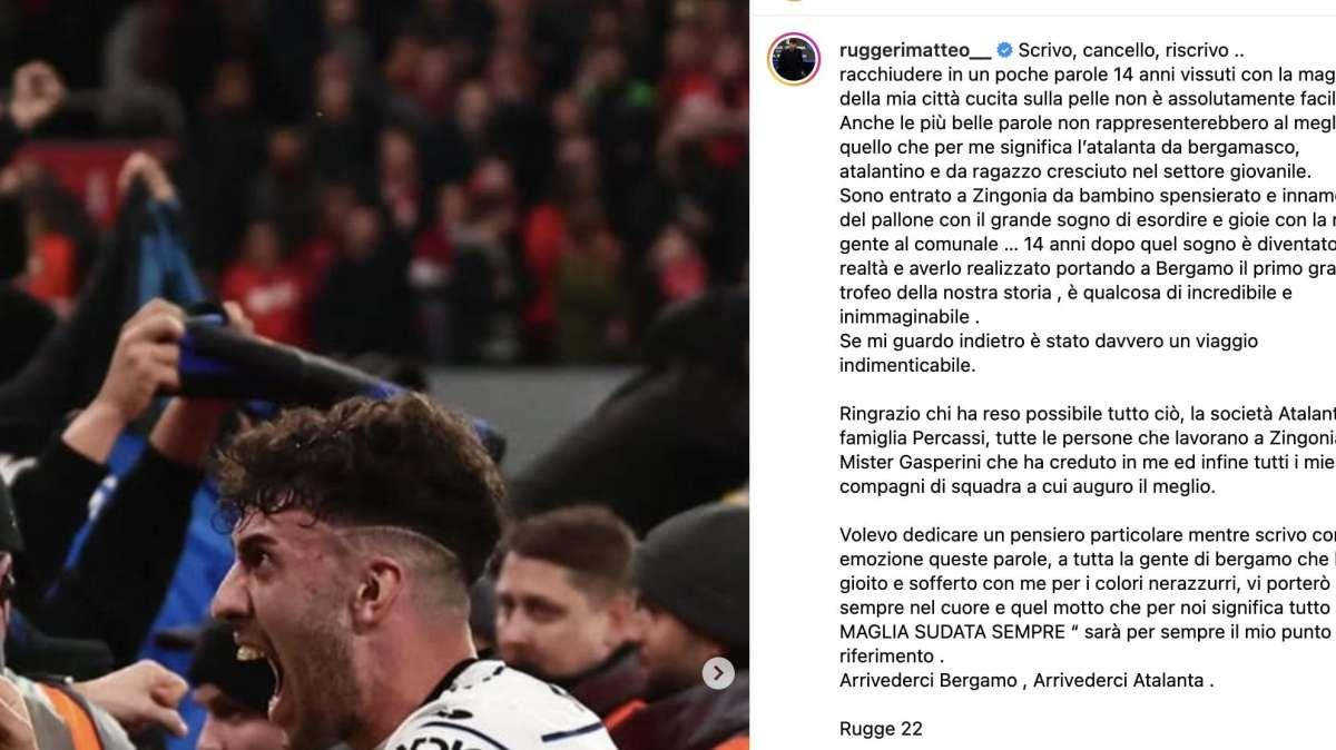 Ruggeri saluta Bergamo: "Una maglia tatuata sulla pelle, Atalanta per sempre nel cuore"