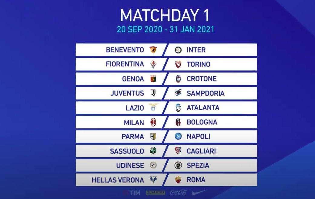 Calendario Serie A 2020/21, tutte le giornate in programma