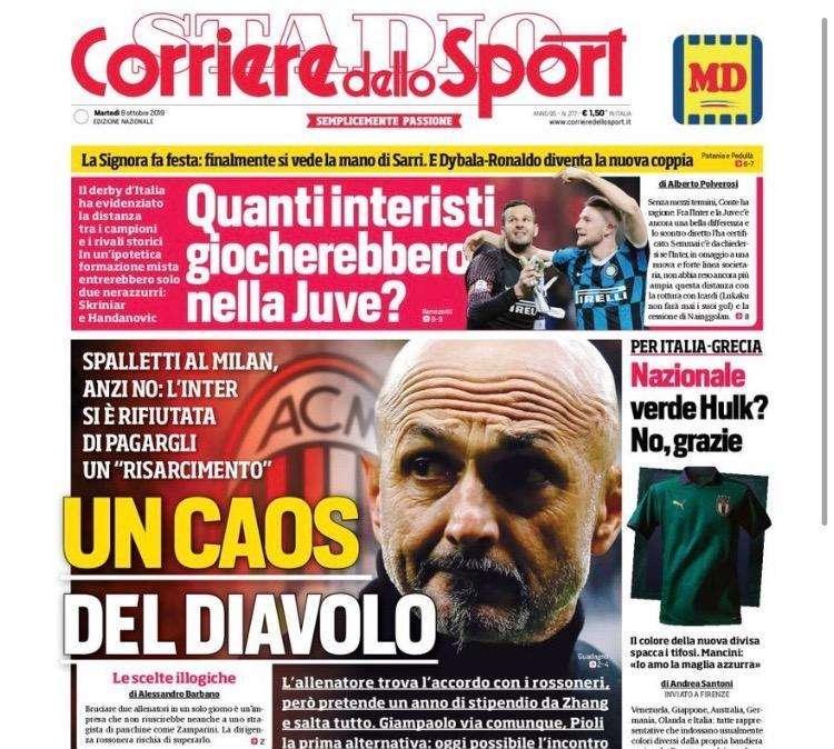 Prime Pagine: "Il diavolo veste Pioli", "C'è Nzonzi per il Toro"