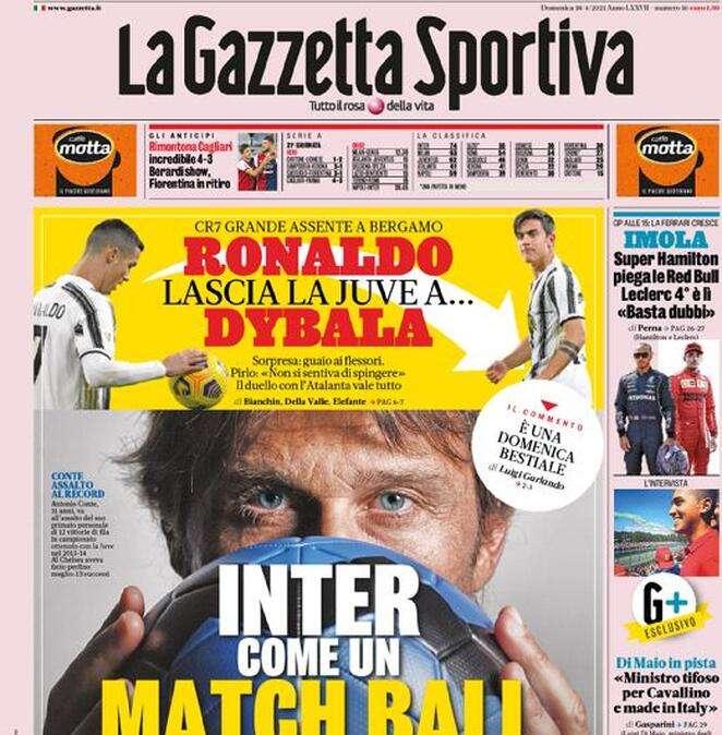 L'apertura de La Gazzetta dello Sport: "Juve, il duello con l'Atalanta vale tutto" 