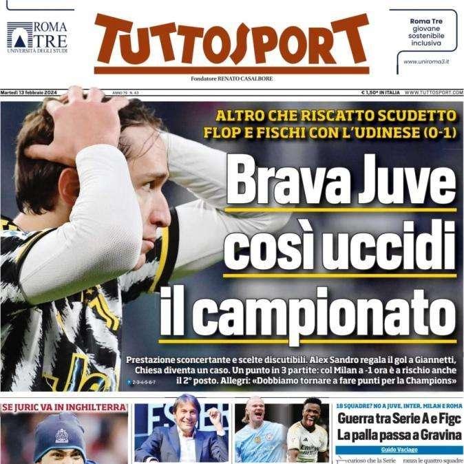 Tuttosport in apertura: "Brava Juventus, così uccidi il campionato"