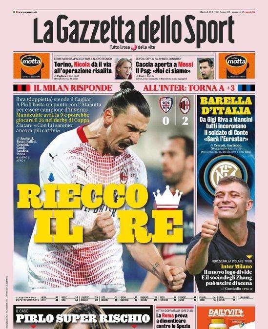 La Gazzetta dello Sport in apertura: “Riecco il Re”