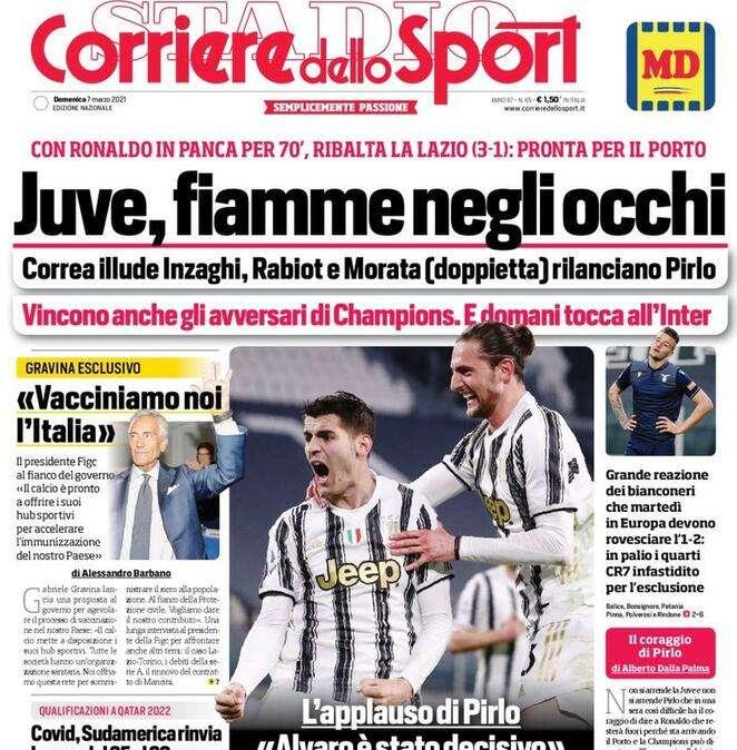 Corriere dello Sport in apertura: "Juve, fiamme negli occhi"