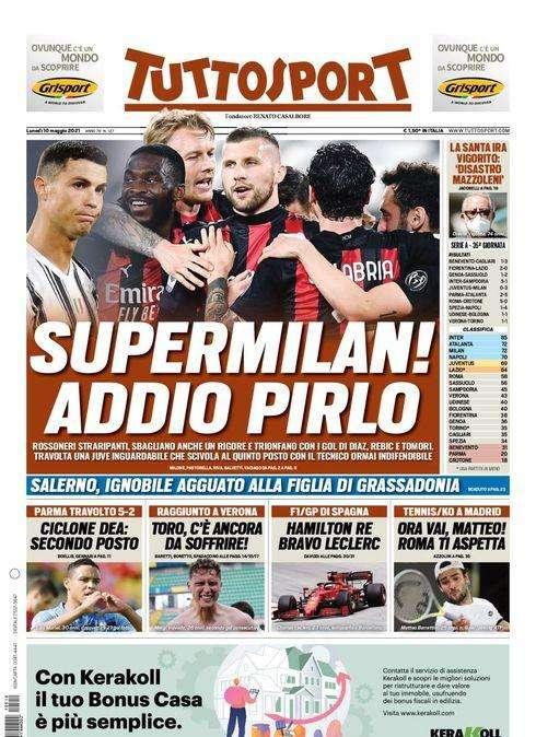 L'apertura di Tuttosport: "Ciclone Dea, Addio Pirlo!"