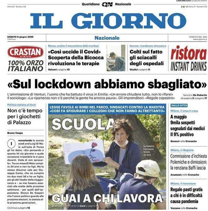 PRIME PAGINE - "Sul lockdown abbiamo sbagliato". "Scuola, bufera nuove regole"