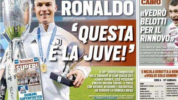 PRIMA PAGINA - Tuttosport: "Dea, c'è la Lazio ai quarti"