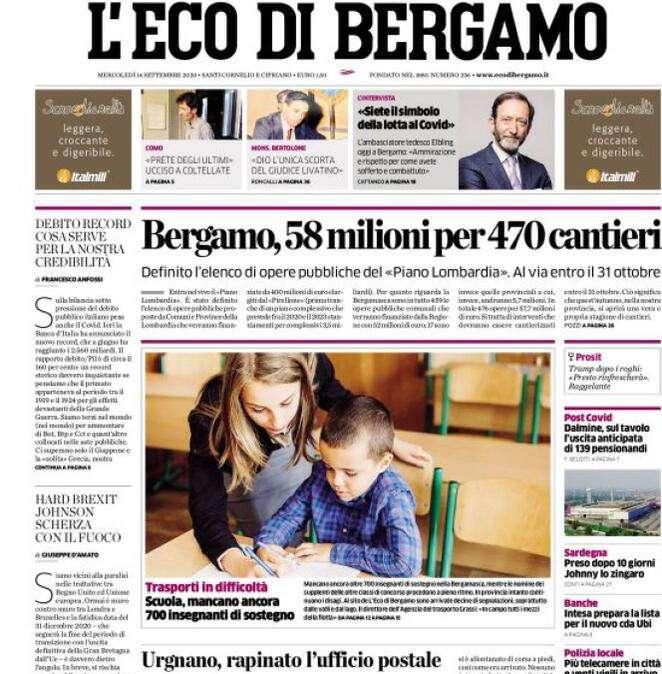 L'Eco di Bergamo: "Bergamo, 58 milioni per 470 cantieri"