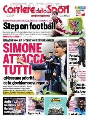 La prima pagina del Corriere dello Sport: "Simone attacca tutti: Inzaghi non vuole difendersi"