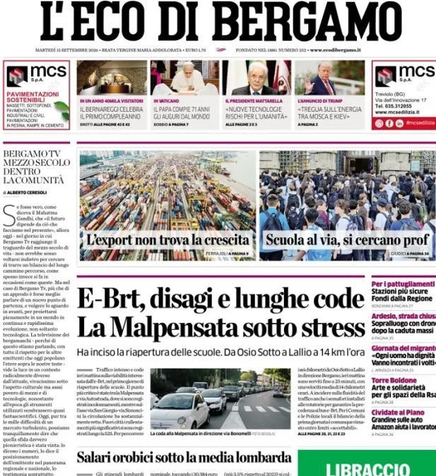 PRIMA PAGINA - L'Eco di Bergamo: "L'Atalanta tira poco e concede troppo. Serve una svolta"