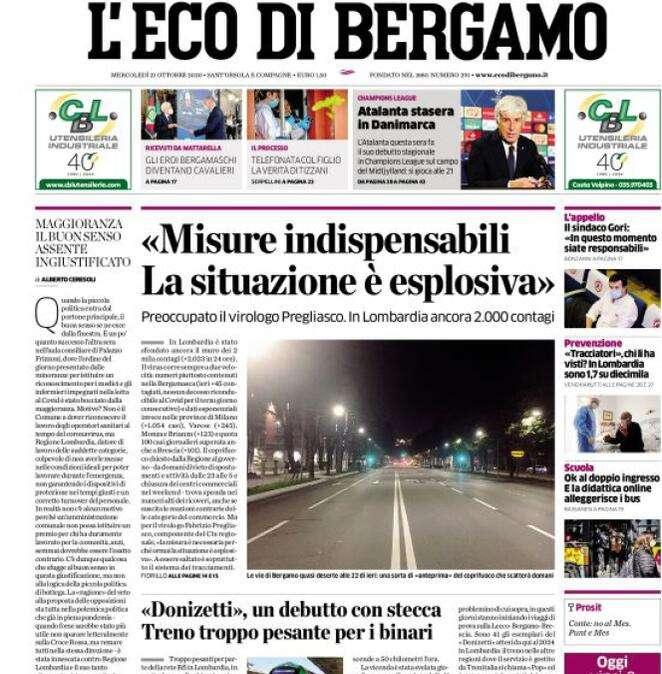 L'Eco di Bergamo: "Misure indispensabili. La situazione è esplosiva"