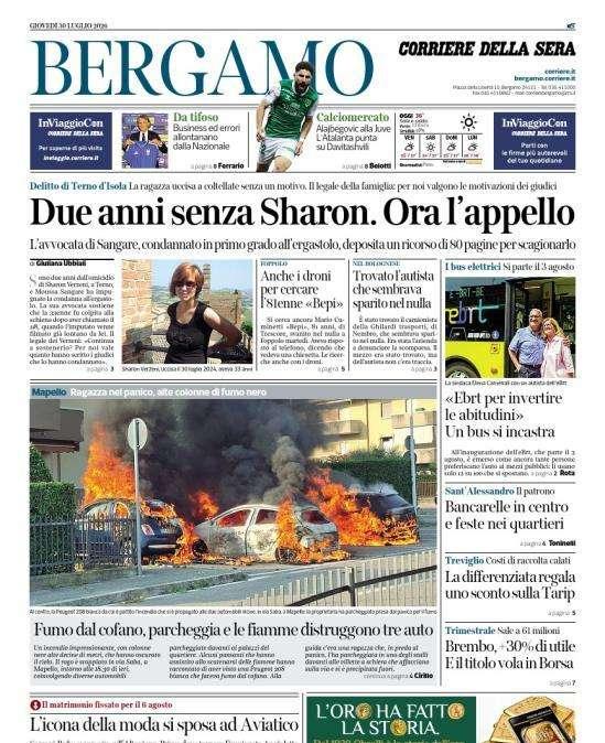 PRIMA PAGINA - Corriere di Bergamo: "Alajbegovic alla Juve L’Atalanta punta su Davitashvili"