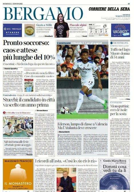Corriere di Bergamo: "Ederson, lampo di classe a Valencia. Ma l'Atalanta deve crescere"