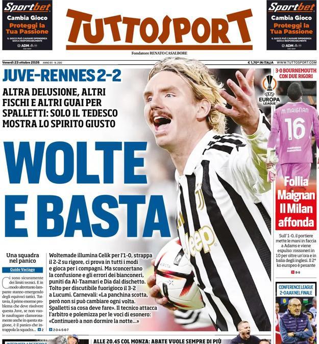 PRIMA PAGINA - Tuttosport: "Wolte e basta"