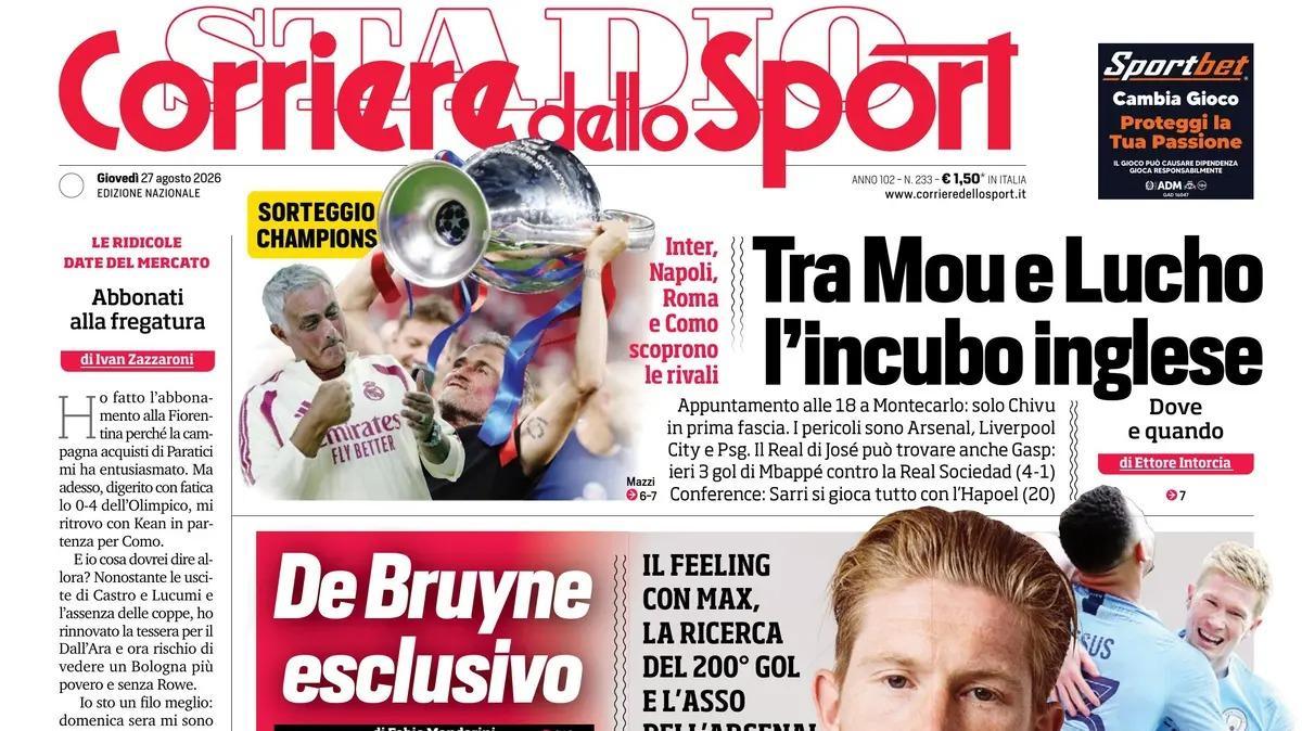 PRIMA PAGINA – Corriere dello Sport: "Conference: Sarri si gioca tutto con l'Hapoel"