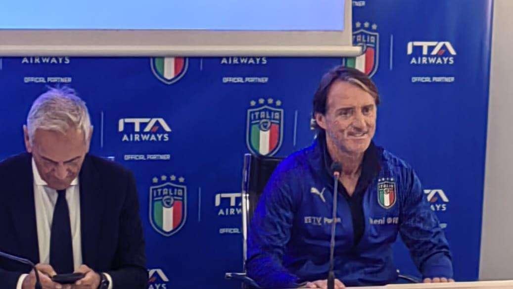 Italia, Mancini: "Tonali non s'è mai allenato con noi, credo tornerà a casa"