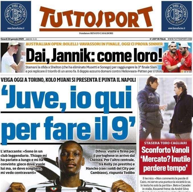 L'apertura di Tuttosport stamattina su Kolo Muani: "Juve, io qui per fare il 9"