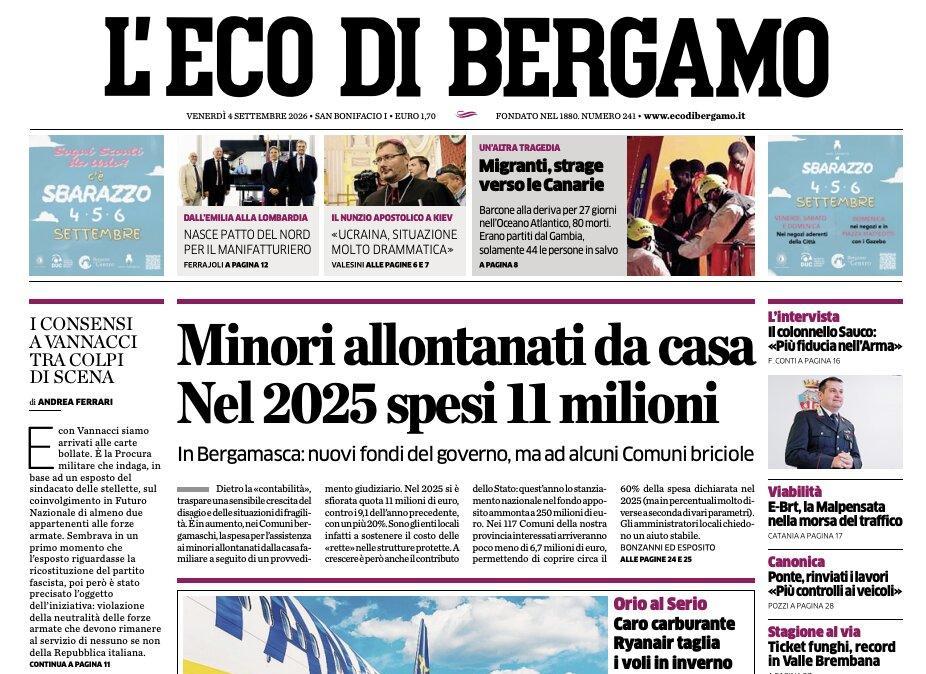 PRIMA PAGINA – L'Eco di Bergamo: "Roma-Atalanta è anche la sfida tra Gasp e Sarri"