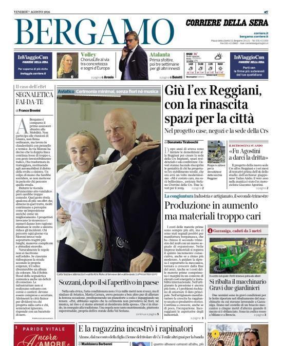 PRIMA PAGINA - Corriere di Bergamo: "Prima sfoltire. Poi tre settimane per gli altri innesti"