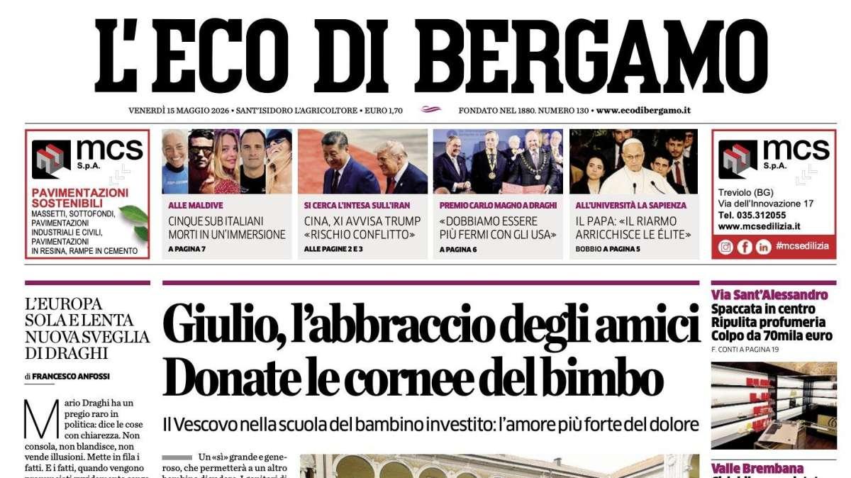 PRIMA PAGINA - L'Eco di Bergamo: "Atalanta, emergenza in difesa per l'ultima in casa contro il Bologna"