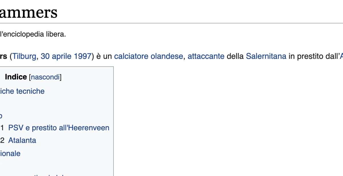 Salernitana, colpo Lammers. Wikipedia spoilerà il trasferimento? 