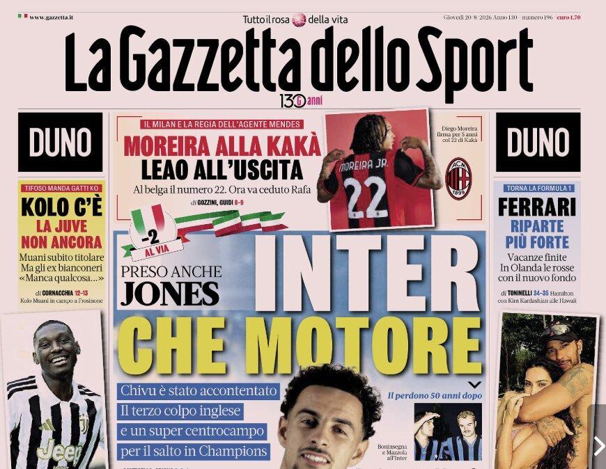 PRIMA PAGINA – La Gazzetta dello Sport: "Atalanta-Hapoel Sarri apre la corsa all'Europa"