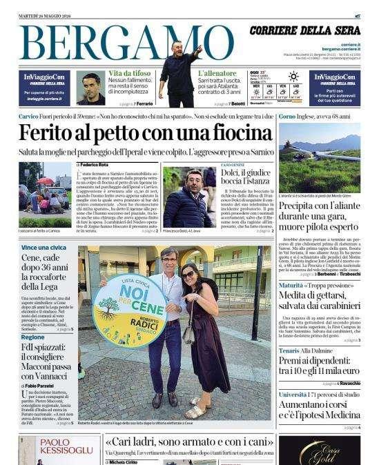 PRIMA PAGINA - Corriere di Bergamo: "L’allenatore Sarri tratta l’uscita, poi sarà Atalanta: contratto di 3 anni"