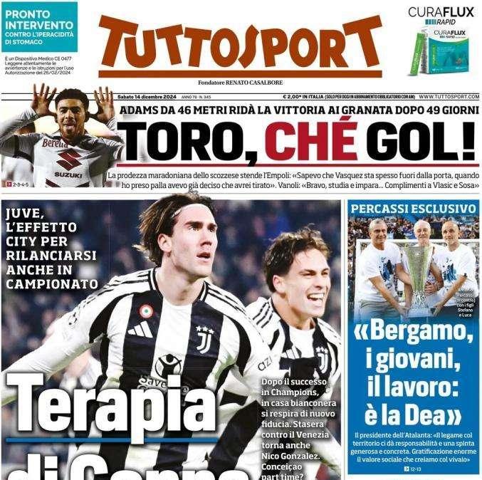 Tuttosport in prima pagina sulla Juventus: "Terapia di coppia"