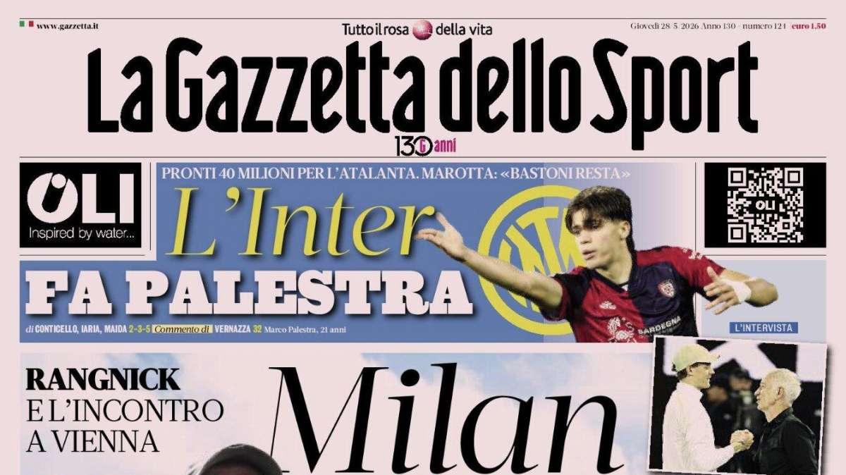 PRIMA PAGINA – La Gazzetta dello Sport: "L'Inter fa Palestra"