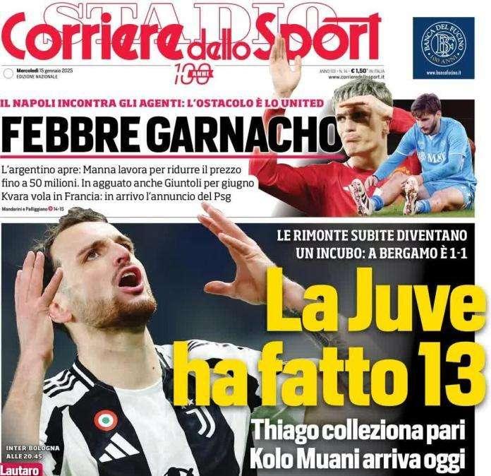 Il Corriere dello Sport apre sul pareggio dei bianconeri: "La Juve ha fatto 13"