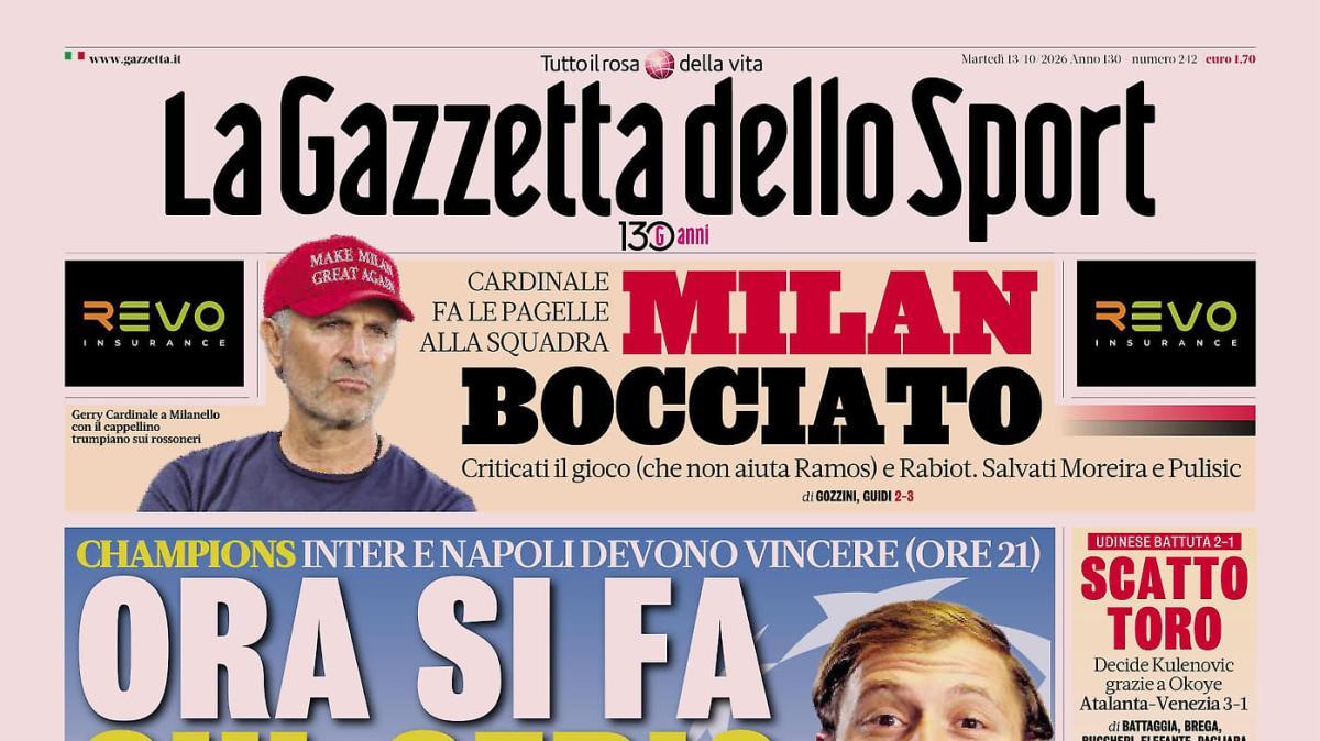 PRIMA PAGINA - Gazzetta dello Sport: "Milan bocciato"