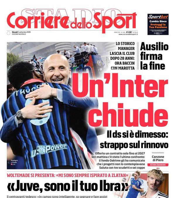 PRIMA PAGINA - Corriere dello Sport: "Un'Inter chiude"