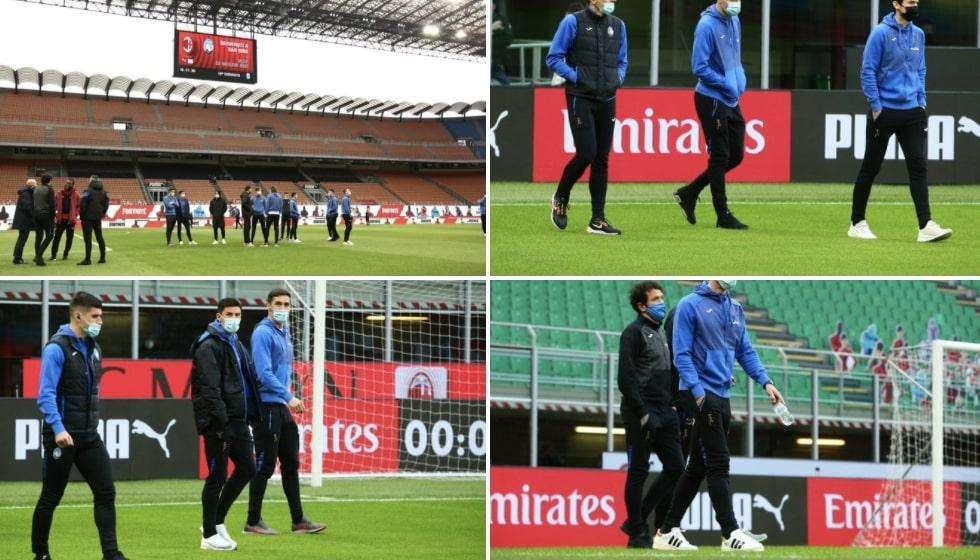 FOTO - La Dea sul rettangolo di gioco del Meazza