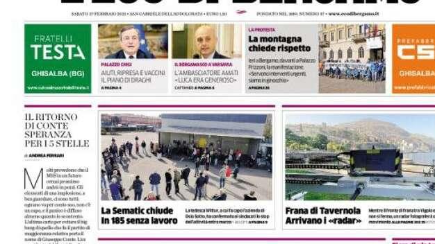 L'Eco di Bergamo: "Torniamo zona arancione". "La Sematic chiude: in 185 senza lavoro"