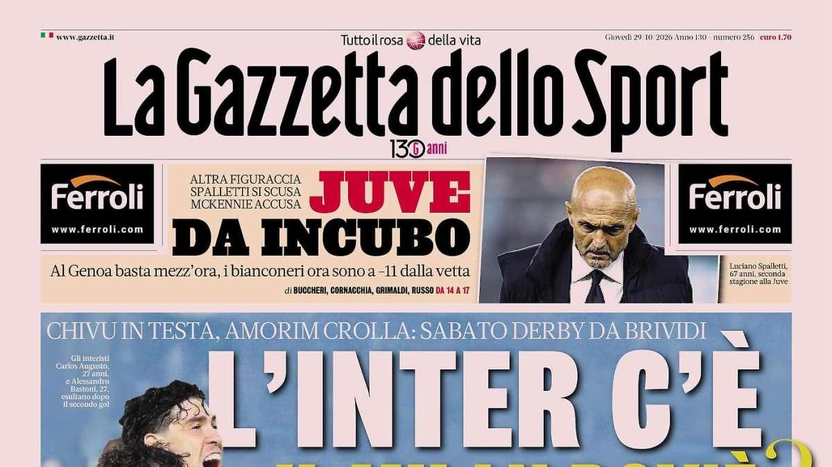 PRIMA PAGINA - Gazzetta dello Sport: "L'Inter c'è, il Milan dov'è?"