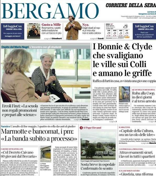 PRIMA PAGINA - Corriere di Bergamo: "La Cremonese un test da non fallire"