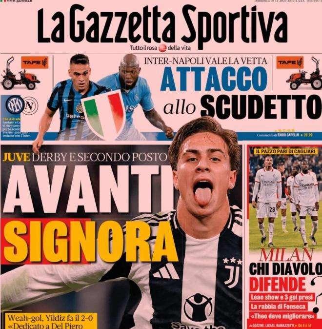 La prima pagina de La Gazzetta dello Sport: "Milan, chi diavolo difende?"