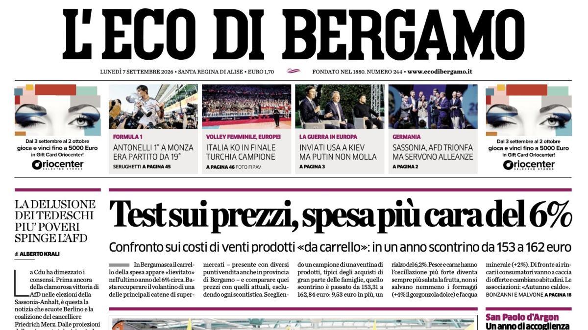 PRIMA PAGINA – L'Eco di Bergamo: "Roma troppo forte Ma l'Atalanta merita fiducia e tranquillità"