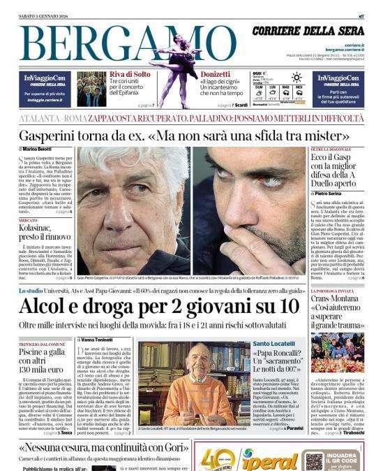 PRIMA PAGINA - Corriere di Bergamo: Gasperini torna da ex. «Ma non sarà una sfida tra mister»