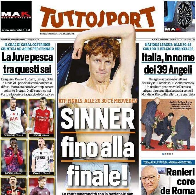 La prima di Tuttosport: "La Juve pesca tra questi sei". Cabal ko, serve un difensore