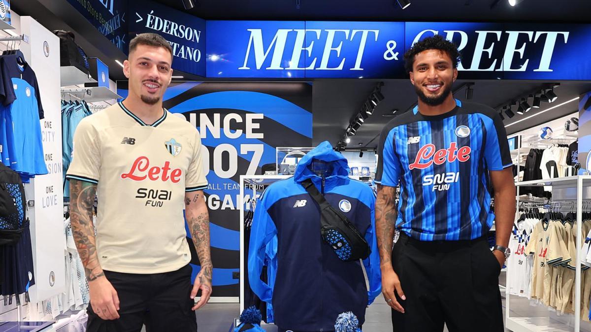 Gaetano ed Éderson abbracciano i tifosi all'Atalanta Store