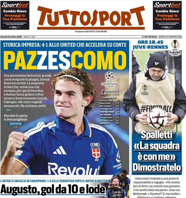 PRIMA PAGINA - Tuttosport: "PazzesComo"