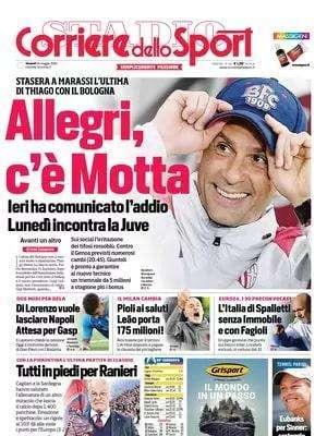 Il Corriere dello Sport apre sulla panchina della Juventus: "Allegri, c'è Motta"