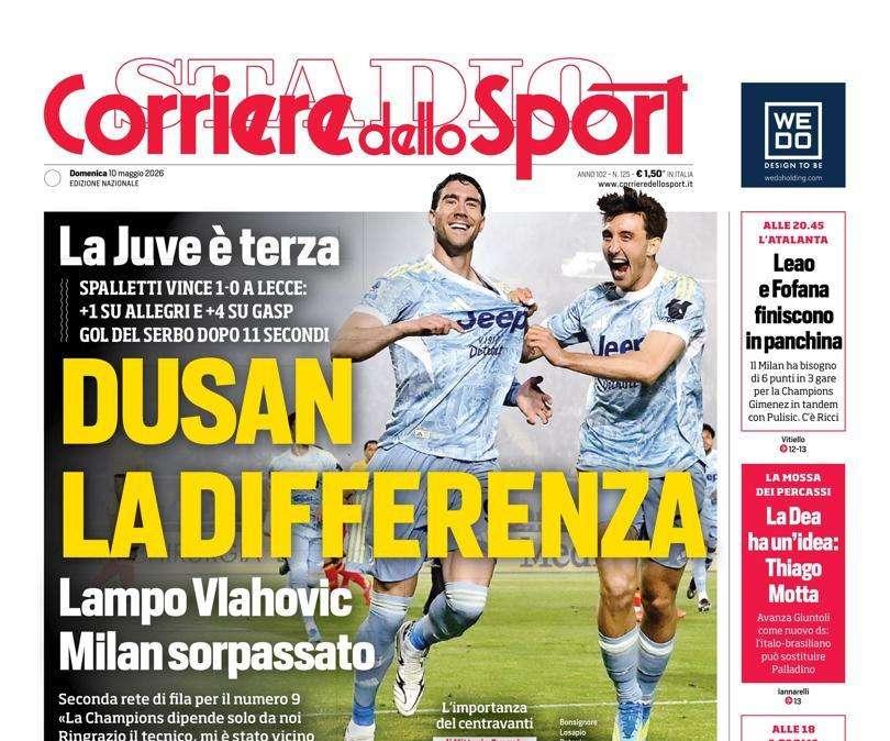 PRIMA PAGINA - Corriere dello Sport: "Dusan la differenza"