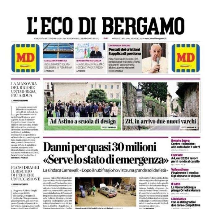 L'Eco di Bergamo intitola: "Retegui-Vlahovic, l'Atalanta coccola i suoi bomber"
