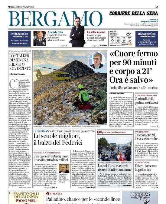 PRIMA PAGINA - Corriere di Bergamo: "Palladino, chance perle seconde linee"