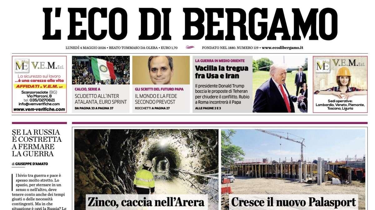 PRIMA PAGINA - L'Eco di Bergamo: "Scudetto all'Inter, Atalanta euro sprint"